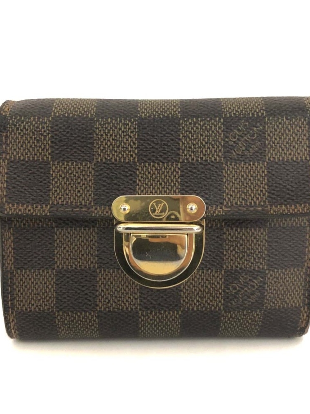 Louis Vuitton Brown Damier Canvas Small Wallet with Gold Hardware